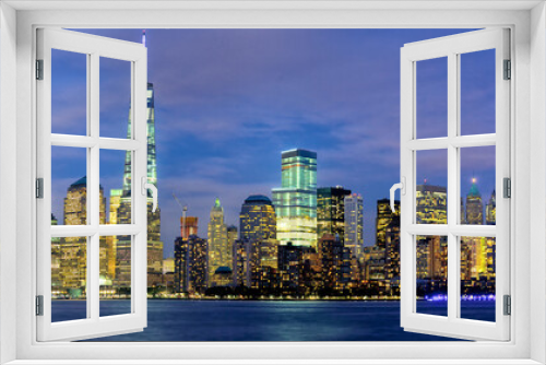 Fototapeta Naklejka Na Ścianę Okno 3D - Lower Manhattan skyline panorama at dusk, New York