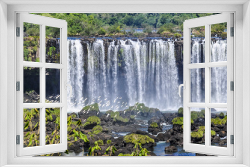 Fototapeta Naklejka Na Ścianę Okno 3D - Waterfall and birds at Iguazu Falls,  Brazil