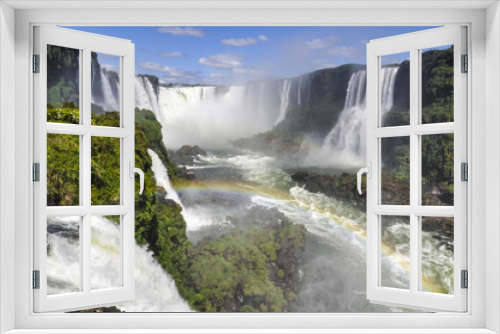Fototapeta Naklejka Na Ścianę Okno 3D - Devil's Throat with rainbow at Iguazu Falls,  Brazil