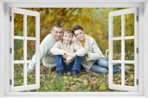 happy family in autumn park