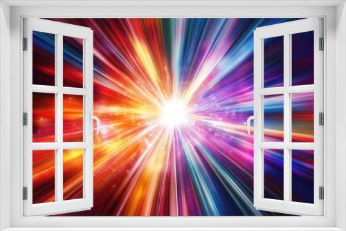 Abstract radial light with multicolored, glowing rays radiating from the center, creating a vibrant and dynamic effect.