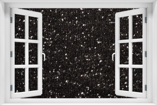 Fototapeta Naklejka Na Ścianę Okno 3D - Close up on black and white dots woolen texture. Knit white thread on black as a background.