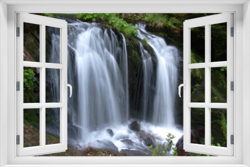 Fototapeta Naklejka Na Ścianę Okno 3D - Waterfall long exposure landscape image in in the Protected area Jeseniky mountains Czech republic