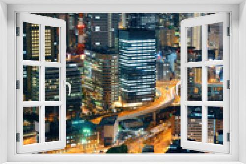 Fototapeta Naklejka Na Ścianę Okno 3D - Osaka night rooftop view