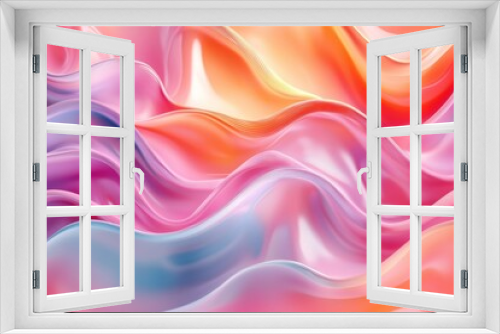 Vibrant fluid waves in pink, blue, and orange tones Generative AI