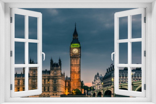 Fototapeta Naklejka Na Ścianę Okno 3D - Big Ben and House of Parliament at Night, London, United Kingdom