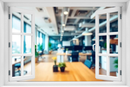 Beautiful defocused office background - office interior panoramic background, ai