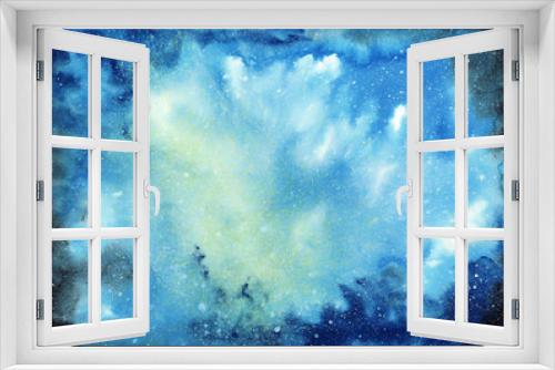 Fototapeta Naklejka Na Ścianę Okno 3D - Abstract space watercolor background with starry sky and gas clouds