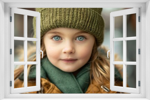 Title: Adorable Child with Blue Eyes Wearing Winter Clothes

Keywords: child