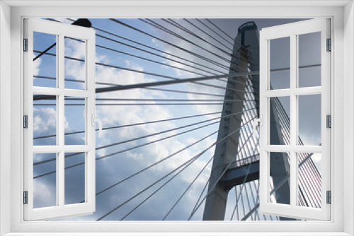 Fototapeta Naklejka Na Ścianę Okno 3D - вантовый мост, опора