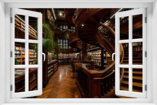 Grand Spiral Staircase in a Historic Library