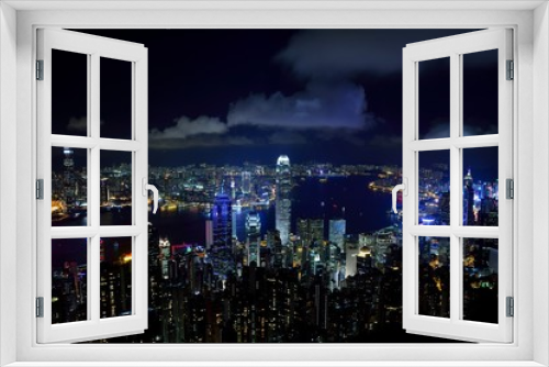 Fototapeta Naklejka Na Ścianę Okno 3D - 中国・香港　ビクトリアピークからの夜景