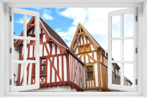 Fototapeta Naklejka Na Ścianę Okno 3D - Maisons à colombages, Noyers sur Serein, monument historique, Yonne, Bourgogne, France