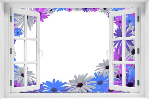Fototapeta Naklejka Na Ścianę Okno 3D - Flower frame with many different color flowers