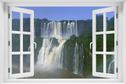 Fototapeta Naklejka Na Ścianę Okno 3D - Panoramic view of Iguazu Waterfalls in Parque Nacional Iguazu, Salto Floriano, Brazil