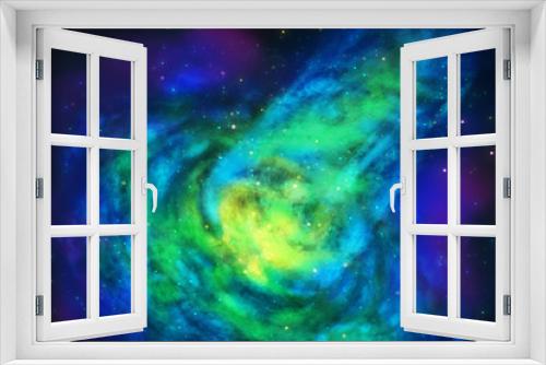 Fototapeta Naklejka Na Ścianę Okno 3D - Green Storm Nebula - Landscape mode - Scene Design