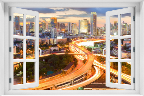 Fototapeta Naklejka Na Ścianę Okno 3D - Landscape building modern business district of Bangkok. S-shaped