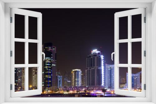 Fototapeta Naklejka Na Ścianę Okno 3D - Night Dubai cityscape, UAE, october 2015