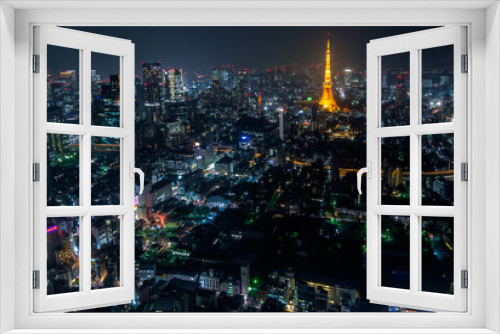 Fototapeta Naklejka Na Ścianę Okno 3D - Tokyo night cityscape