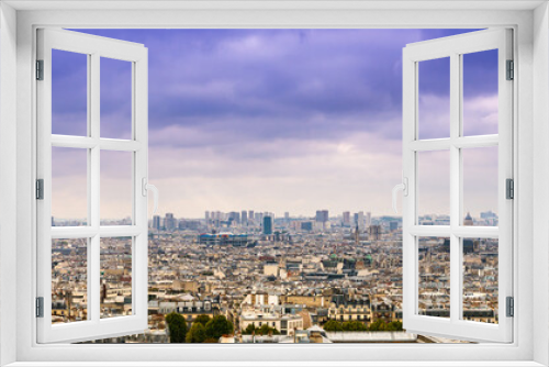 Fototapeta Naklejka Na Ścianę Okno 3D - Panorama de Paris depuis la butte Montmartre, Paris en île de France, France
