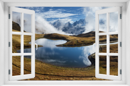 Fototapeta Naklejka Na Ścianę Okno 3D - Mountain panorama with lake