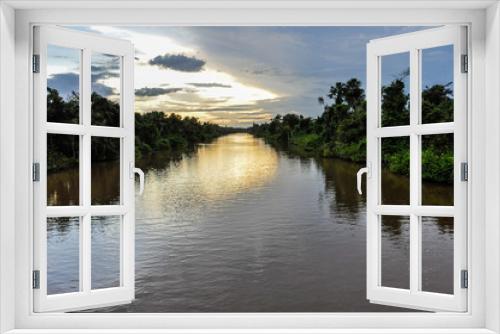 Fototapeta Naklejka Na Ścianę Okno 3D - Sunset on the Amazon River, Brazil
