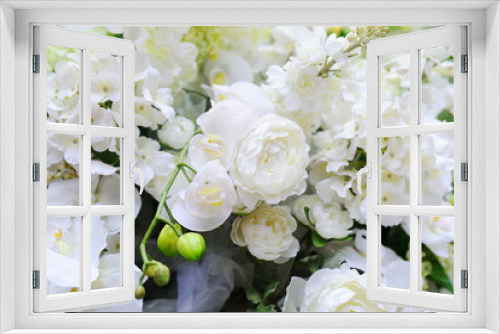 Fototapeta Naklejka Na Ścianę Okno 3D - Wedding arch of white orchids and roses