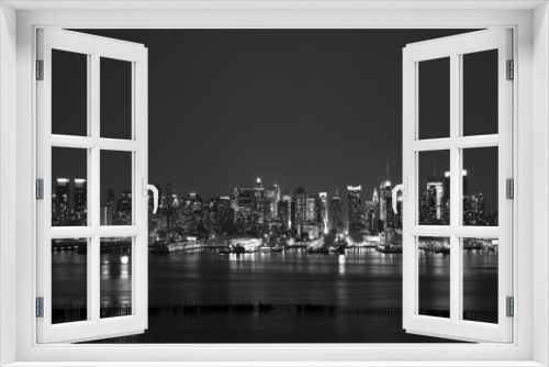Fototapeta Naklejka Na Ścianę Okno 3D - new york city skyline at night, midtown nyc