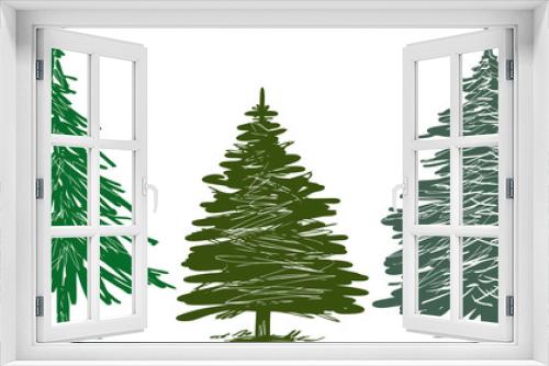 Fototapeta Naklejka Na Ścianę Okno 3D - fir trees