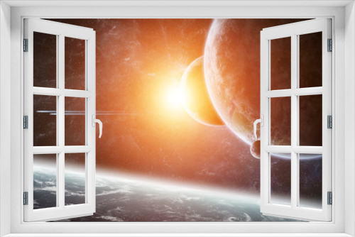 Fototapeta Naklejka Na Ścianę Okno 3D - Sunrise over planet Earth in space