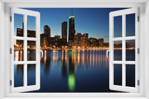 Fototapeta Naklejka Na Ścianę Okno 3D - Blue evening in Chicago