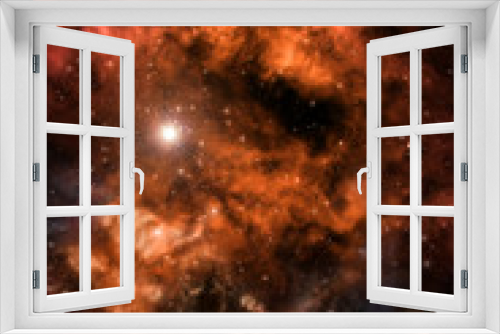 Fototapeta Naklejka Na Ścianę Okno 3D - star cluster and orange nebula background