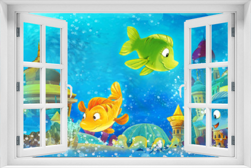 Fototapeta Naklejka Na Ścianę Okno 3D - Cartoon underwater animals - illustration for the children