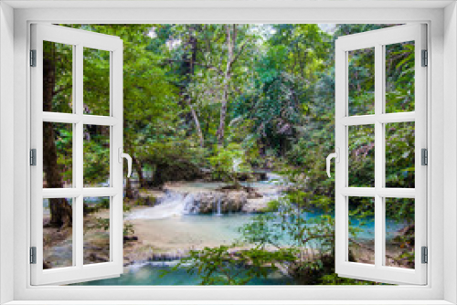 Fototapeta Naklejka Na Ścianę Okno 3D - Tropical waterfall.  Deep forest Waterfall.  waterfall in the fo