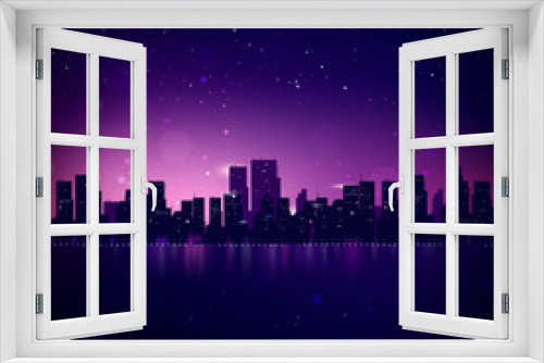 Night City Skyline. Vector Cityscape Background