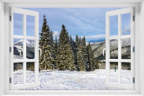 Fototapeta Naklejka Na Ścianę Okno 3D - winter mountain forest snow landscape
