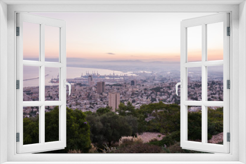 Fototapeta Naklejka Na Ścianę Okno 3D - Sunrise in Haifa from Louis Promenade