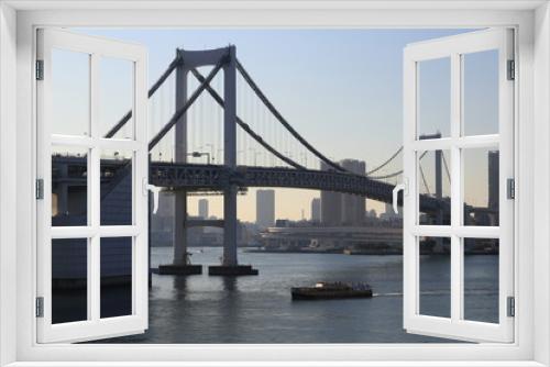 Fototapeta Naklejka Na Ścianę Okno 3D - レインボーブリッジと東京港の風景