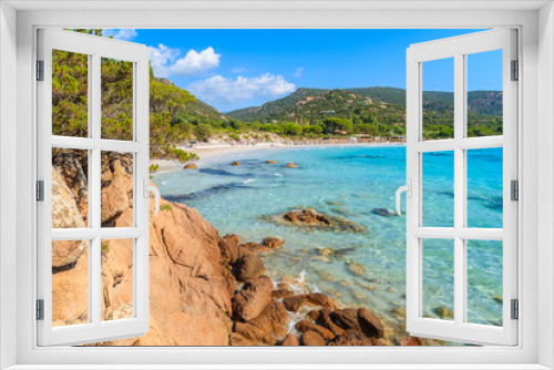 Fototapeta Naklejka Na Ścianę Okno 3D - Azure crystal clear sea water of Palombaggia beach on Corsica island, France