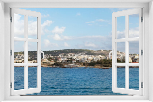 Fototapeta Naklejka Na Ścianę Okno 3D - Scenic panorama view of cityscape and bay. Chania, Greece.