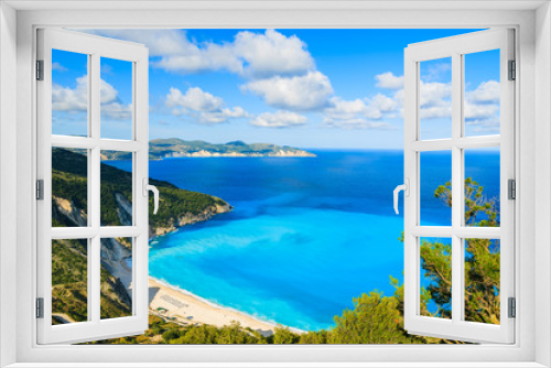 Fototapeta Naklejka Na Ścianę Okno 3D - View of beautiful Myrtos bay and beach on Kefalonia island, Greece