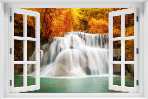 Fototapeta Naklejka Na Ścianę Okno 3D - Deep forest Waterfall in Kanchanaburi
