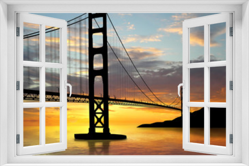 Fototapeta Naklejka Na Ścianę Okno 3D - Golden Gate Bridge over sunset