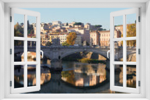Fototapeta Naklejka Na Ścianę Okno 3D - bridge and Tiber river in Rome, Italy