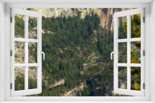 Fototapeta Naklejka Na Ścianę Okno 3D - View on Two waterfalls in Yosemite National Park