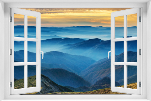 Fototapeta Naklejka Na Ścianę Okno 3D - Blue mountains and hills