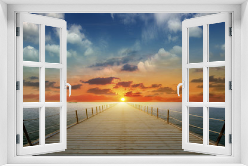 Fototapeta Naklejka Na Ścianę Okno 3D - golden sunset on the sea
