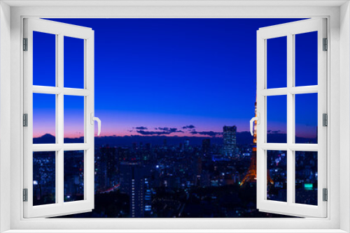 Fototapeta Naklejka Na Ścianę Okno 3D - Panoramic view at Tokyo with Tokyo Tower and Mt.Fuji