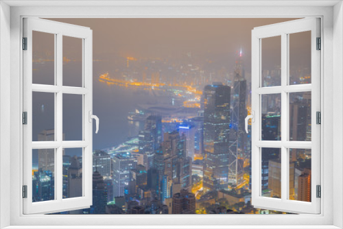 Fototapeta Naklejka Na Ścianę Okno 3D - Skyscrapers in Victoria harbor Hong Kong from The peak