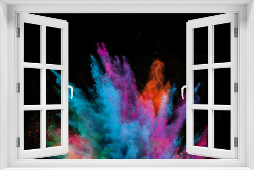 Fototapeta Naklejka Na Ścianę Okno 3D - Launched colorful powder on black background